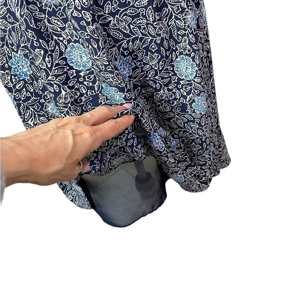 Garnet Hill silk Blue Floral Mini Dress, collar, Sleeveless, Size 2 - Picture 10 of 11